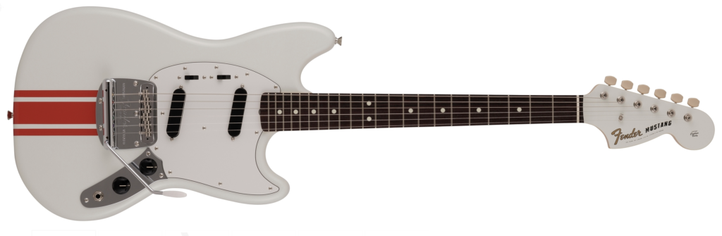 Fender 2023 COLLECTION MADE IN JAPAN TRADITIONAL 60S MUSTANG® OLYMPIC WHITE WITH RED COMPETITION STRIPE