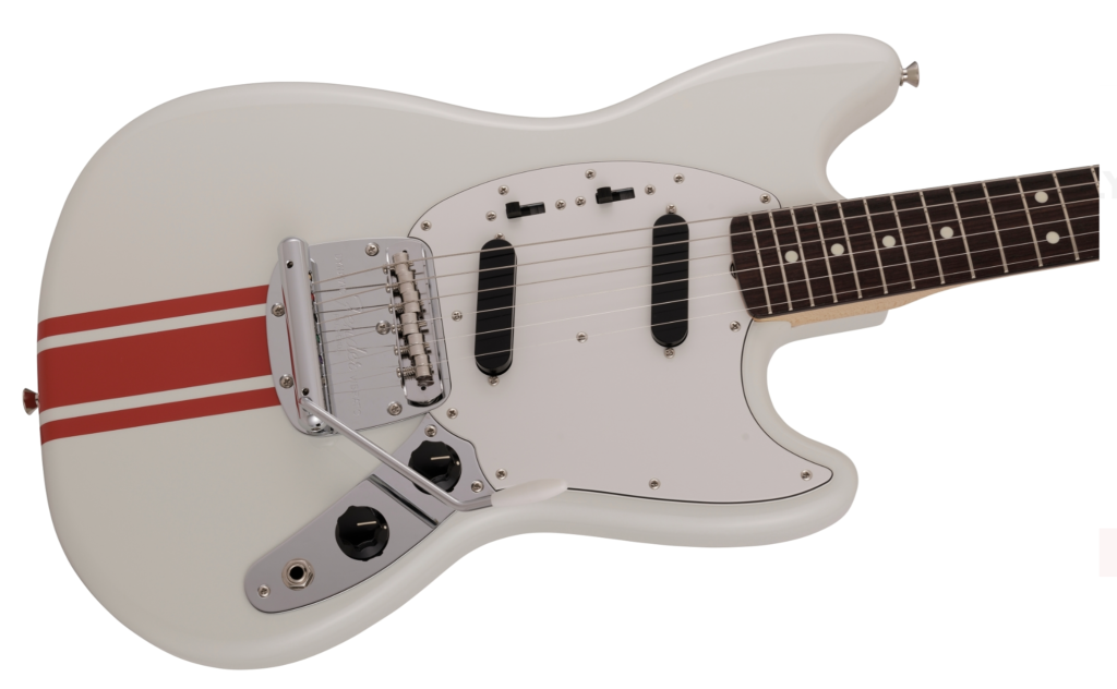 Fender 2023 COLLECTION MADE IN JAPAN TRADITIONAL 60S MUSTANG® OLYMPIC WHITE WITH RED COMPETITION STRIPE